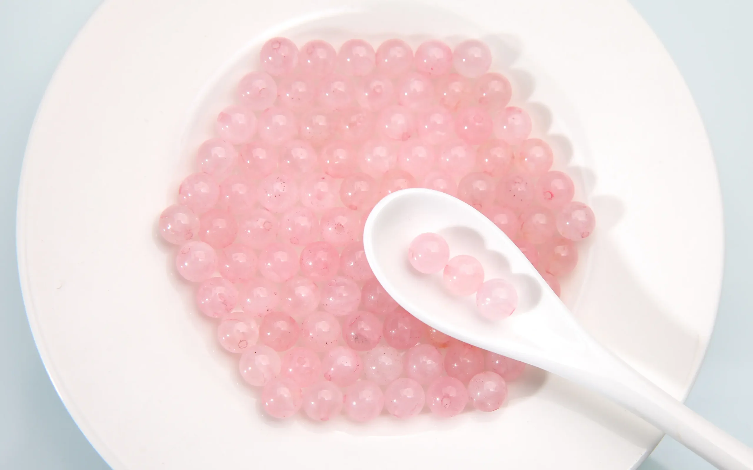 30 Perles Boules En Quartz Rose 3-4mm - Pour Création Bijoux, DIY - Neuf