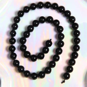 Perle Tourmaline noir 8 mm en pierre naturelle