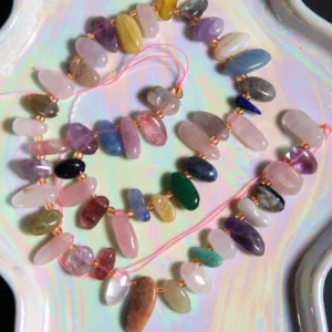 Perle pierre naturelle en galet couleur mixe