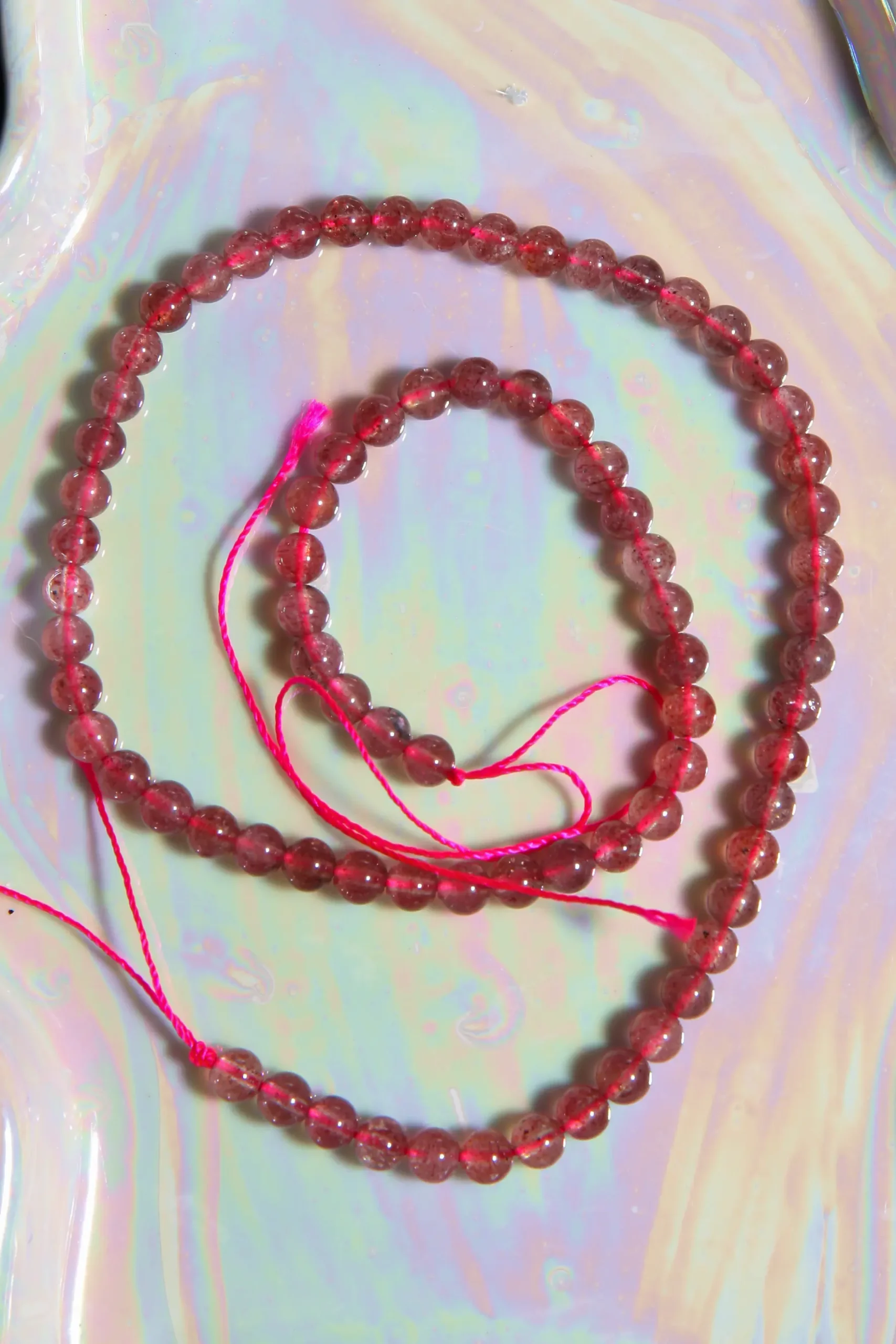 Perle pierre nturelle Quartz Fraise 6mm