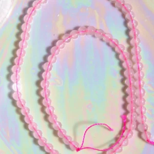 Perle Quartz rose en pierre naturelle sur fil 4mm