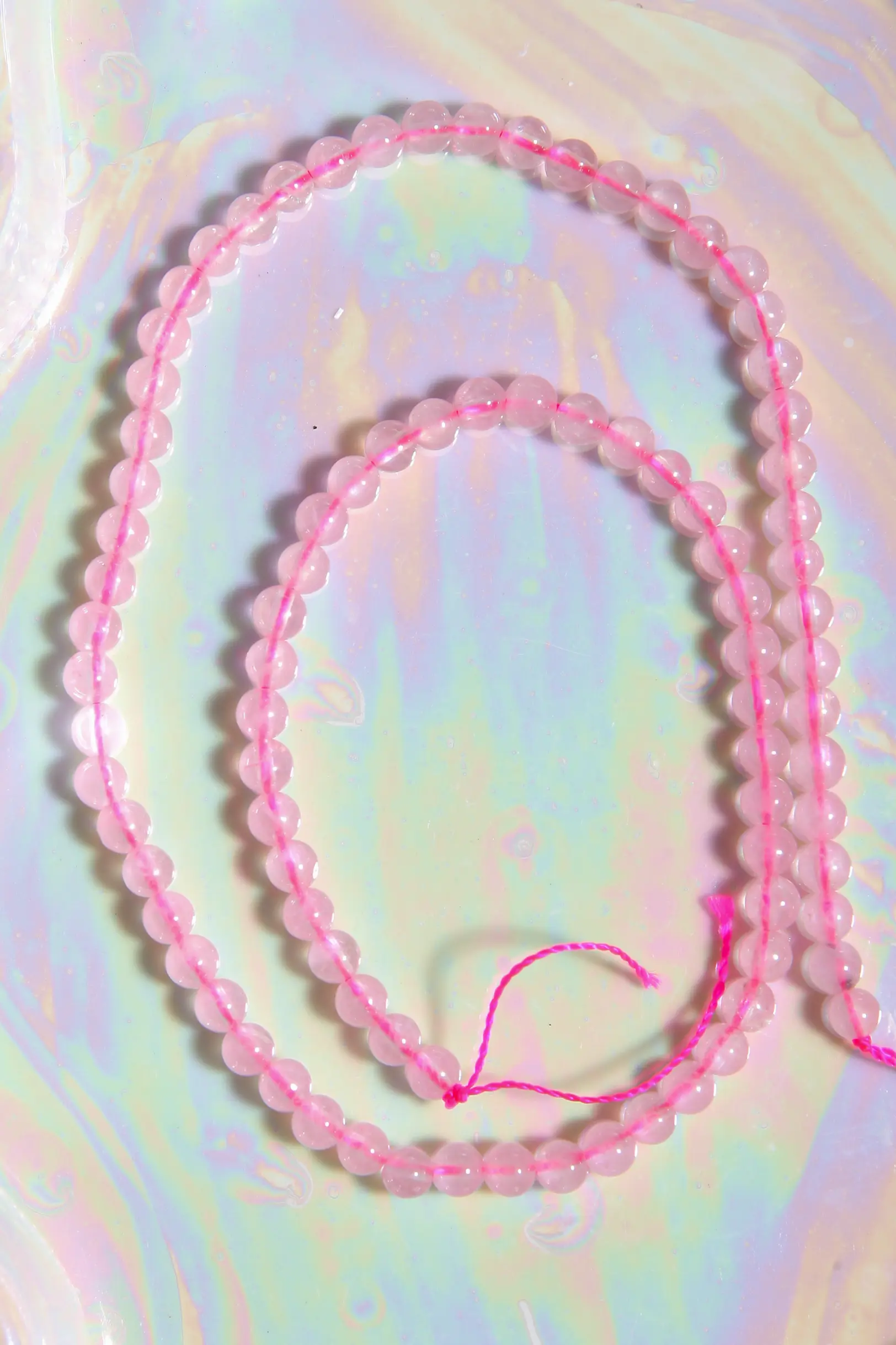 Perle Quartz rose en pierre naturelle sur fil 4mm