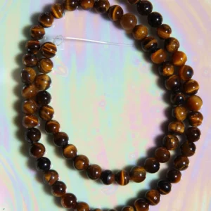 Perle l’Oeil de tigre en pierre naturelle sur fil 6mm