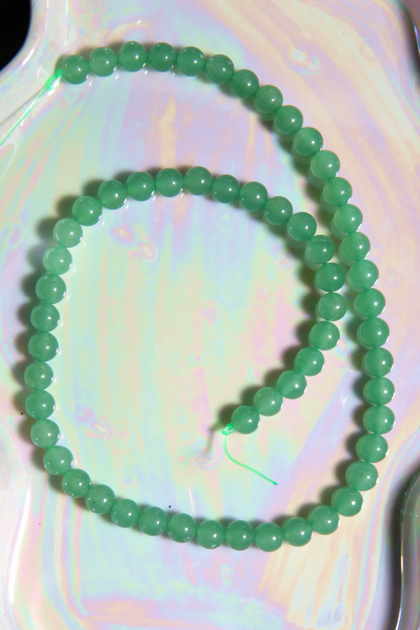 Perle Aventurine en pierre naturelle sur fil 6mm