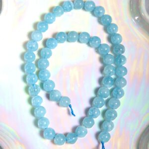 Perle Aigue marine 8 mm en pierre naturelle