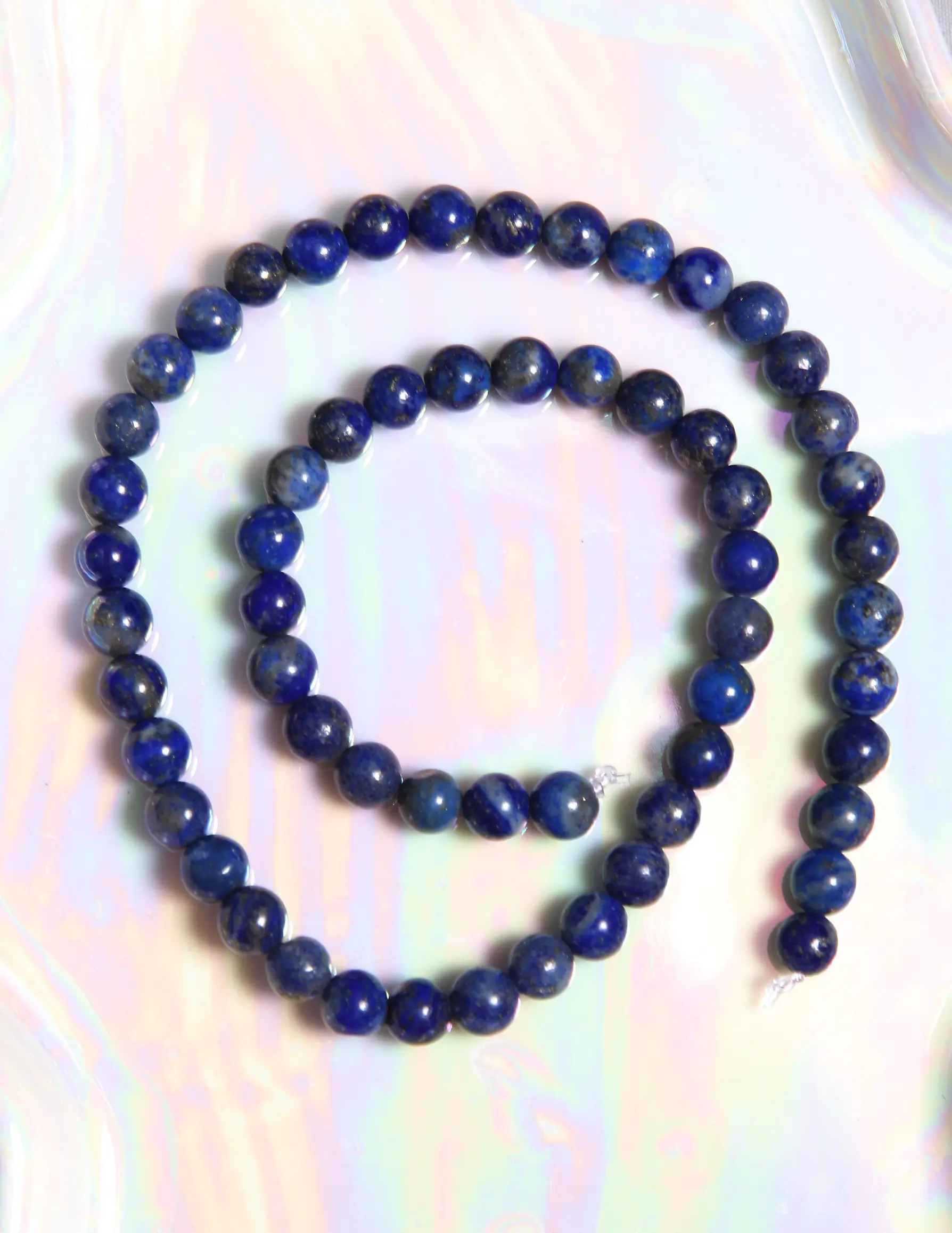Perle Lapis lazuli 6 mm en pierre naturelle sur fil
