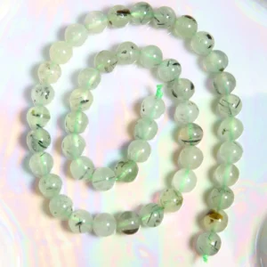 Perle Préhnite 8 mm en pierre naturelle sur fil