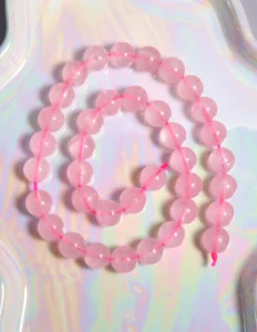 Perle Quartz rose 10 mm en pierre naturelle sur fil