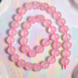 Perle Quartz rose 10 mm en pierre naturelle sur fil