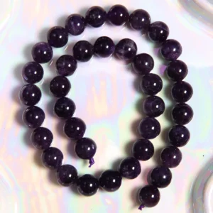 Perle Améthyste foncée10 mm en pierre naturelle sur fil