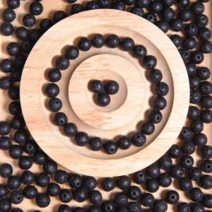 Perle pierre de lave 8 mm en pierre naturelle