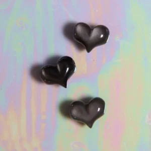 Perle coeur Obsidienne argentée 18x14mm en pierre naturelle