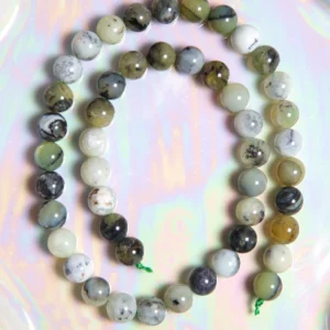 Perle Opale verte 8 mm en pierre naturelle sur fil