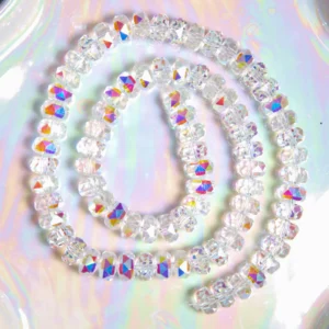 Perle Cristal AB blanc clair 8x6 mm rondelle facettée en verre