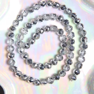 Perle Cristal gris mi-plaqué 8x8 mm rondelle facettée en verre