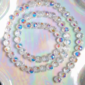 Perle Cristal AB blanc 8x8 mm rondelle facettée en verre