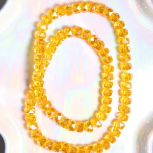 Perle Cristal jaune citron 8x6 mm rondelle facettée en verre