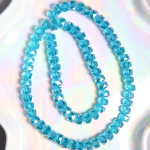 Perle Cristal bleu clair 8x6 mm rondelle facettée en verre