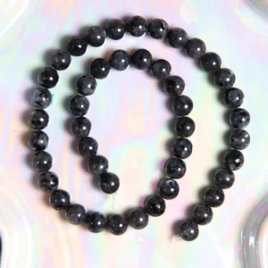 Perles labradorite noir 8 mm en pierre naturelle sur fil