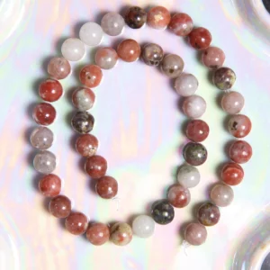 Perle jaspe fleurs de cerisier 8 mm en pierre naturelle sur fil