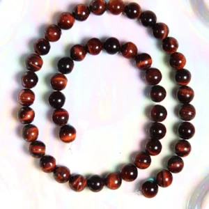 Perles Œil de taureau 8 mm en pierre naturelle sur fil