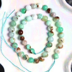 Perle Chrysoprase 8 mm en pierre naturelle sur fil