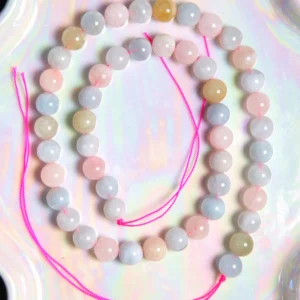 Perle Morganite multicolores 8 mm en pierre naturelle sur fil