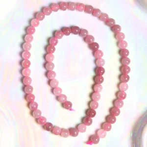 Perle Quartz rose violet 6 mm en pierre naturelle sur fil