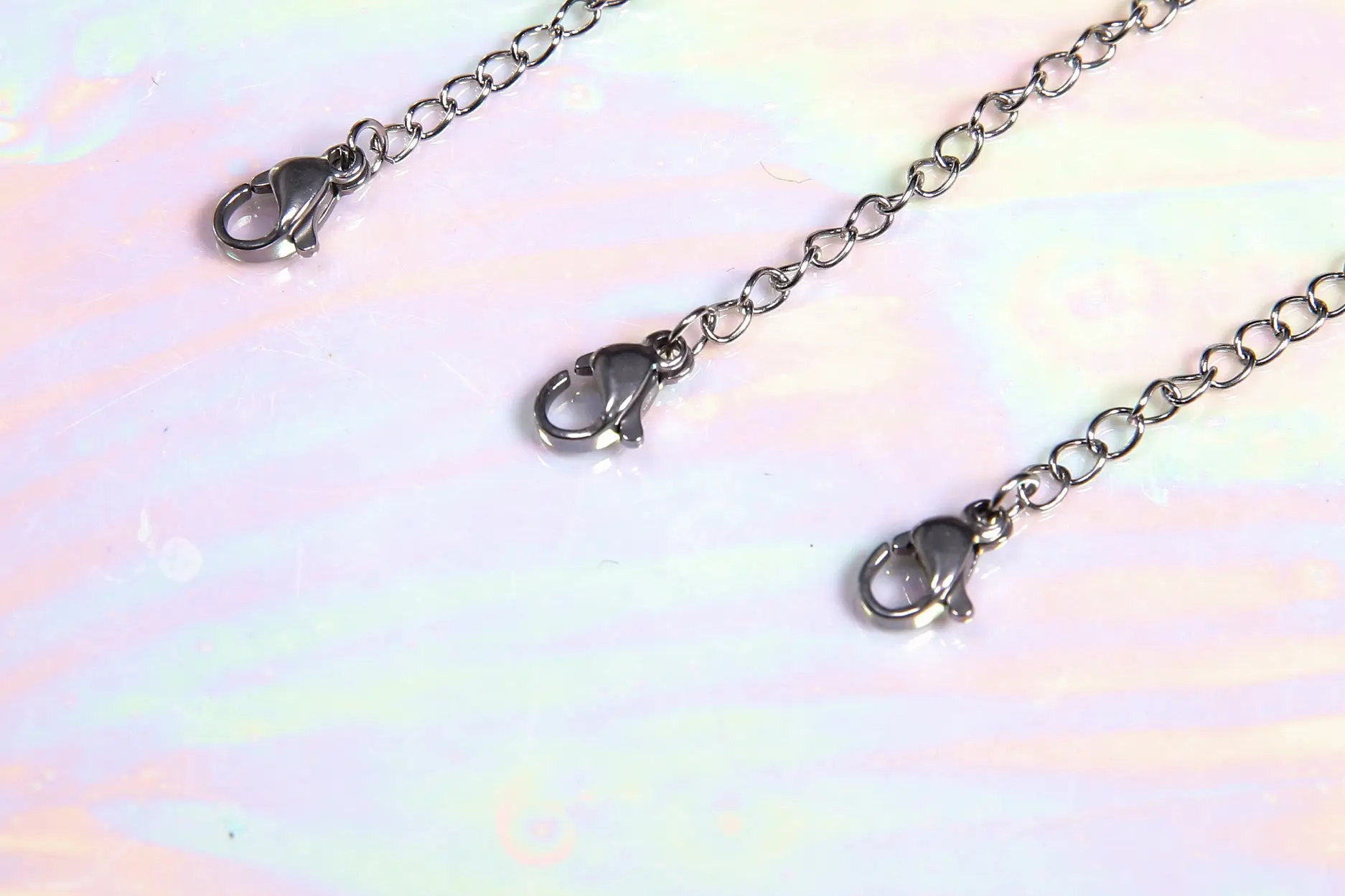 Fermoirs mousquetons 10mm chainette d'extension Acier inox argente 1