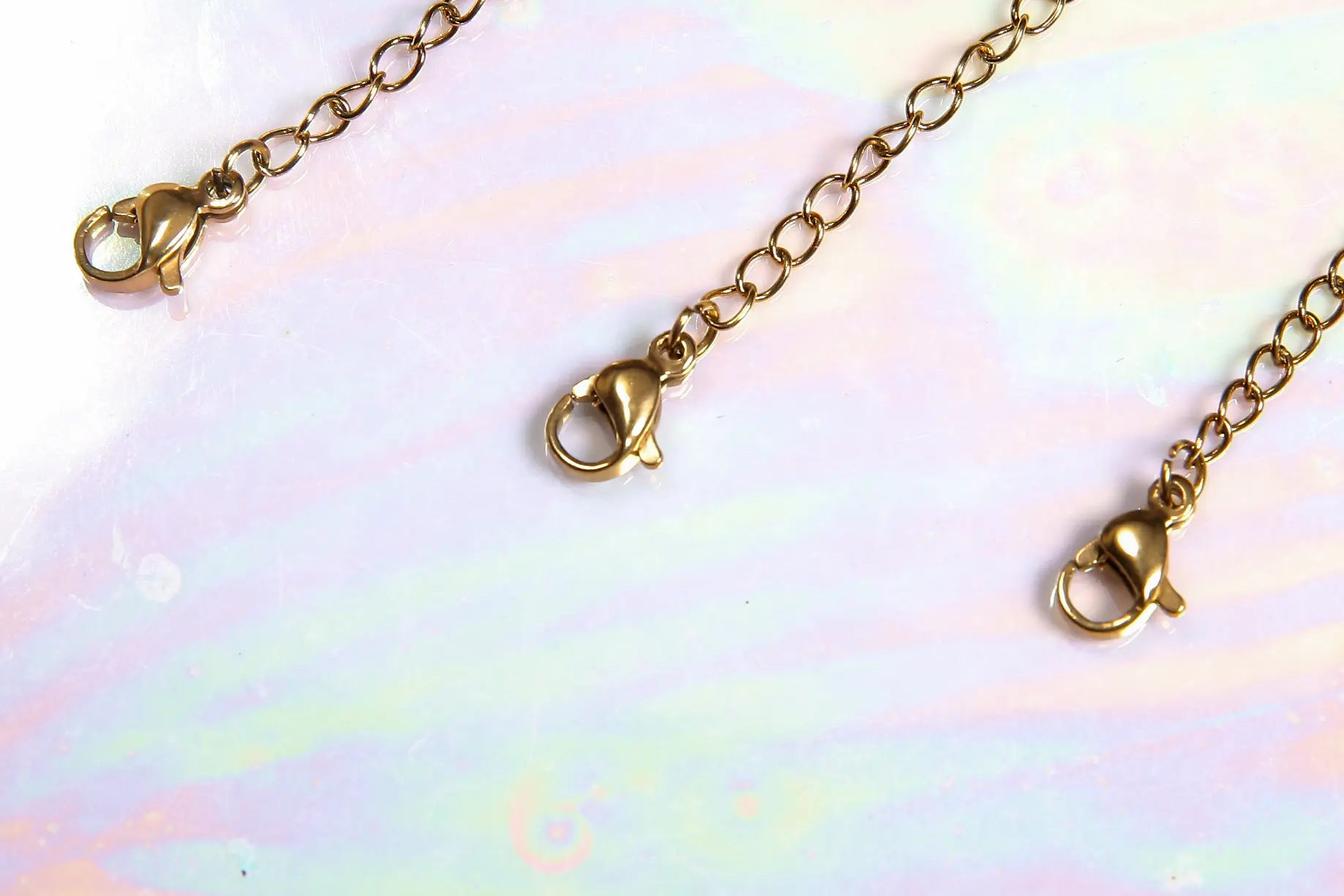 Fermoirs mousquetons 10mm chainette d'extension Acier inox doree 1