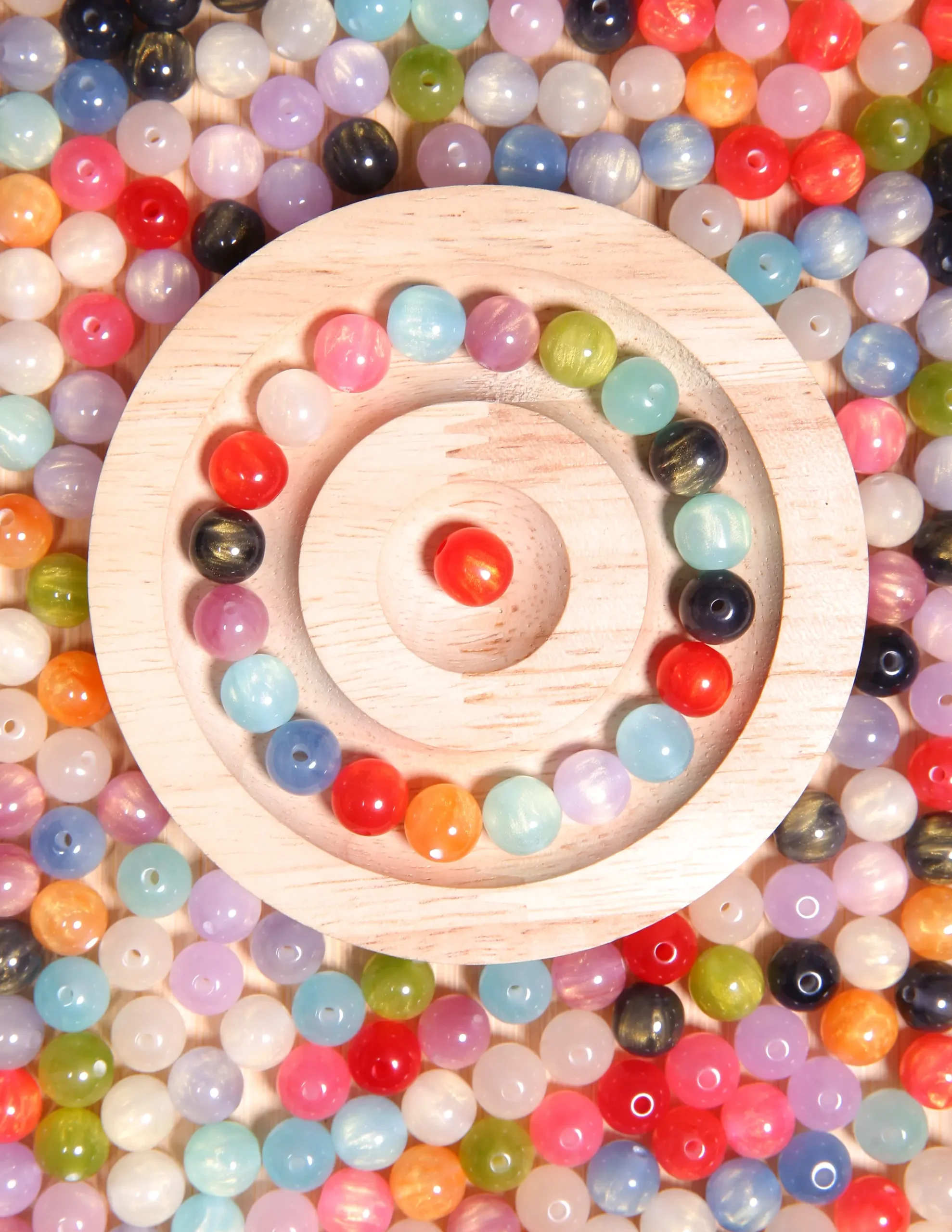 Perles Sablé multicolores en résine 10mm