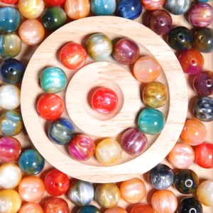 Perles chromé 16 mm multicolores en résine